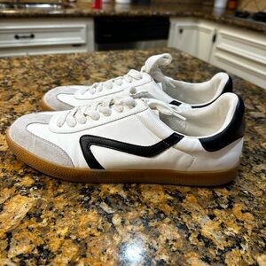 Steve Madden White and Black Sneakers with Tan Sole